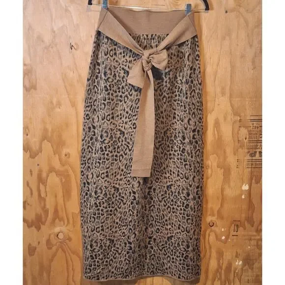 Moth by Anthropologie Pants Women's Medium Leopard Print Knit Wool Blend Mobwife - Picture 4 of 10